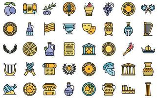 iconos de atenas establecer vector plano