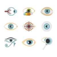 conjunto de iconos de ojo humano, estilo plano vector