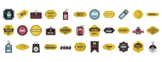 Sale badge icon set, flat style vector