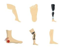 Foot icon set, flat style vector