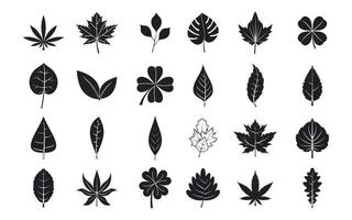 Leaf icon set, simple style vector