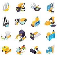 Man work icons set, isometric style vector