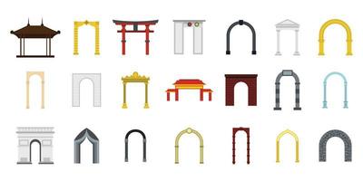 conjunto de iconos de arco, estilo plano vector