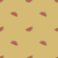 Seamless Pattern With Hand Drawn Watermelon Slices. Fruit Print. vector