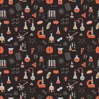 Seamless Pattern With Hand Drawn Scientific Elements.  The Concept Of Science, Education. vector