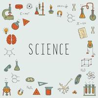 Science Set With Elements Of Science. The Concept Of Physics, Chemistry, Biology. vector