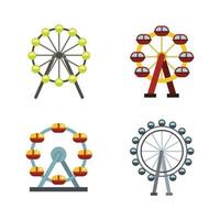 Ferris wheel icon set, flat style vector
