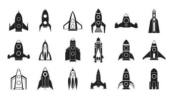 Rocket icon set, simple style vector