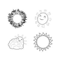 conjunto de iconos de sol, estilo de contorno vector