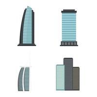 Sky tower icon set, flat style vector