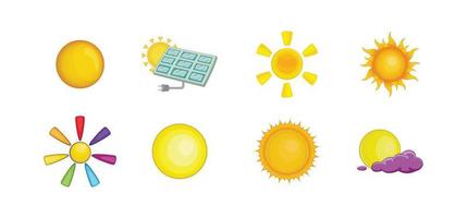 Sun icon set, cartoon style vector