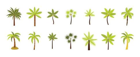 Palm tree icon set, flat style vector