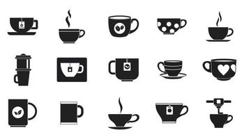 conjunto de iconos de taza, estilo simple vector