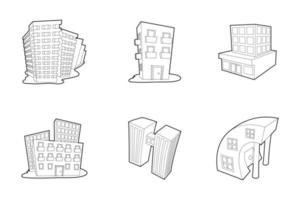 conjunto de iconos de skytower, estilo de esquema vector