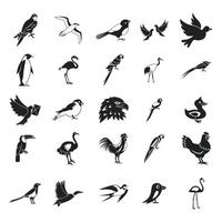 Birds icon set, simple style vector