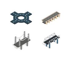 Road icon set, isometric style vector