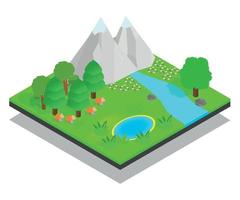 Clean forest concept banner, isometric style vector