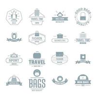 Travel baggage logo icons set, simple style vector