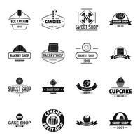 Bakery sweets logo icons set, simple style