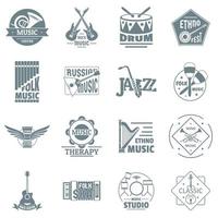Conjunto de iconos de logotipo de instrumentos musicales, estilo simple
