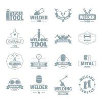 Welding logo icons set, simple style vector