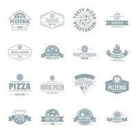 Pizzeria logo icons set, simple style