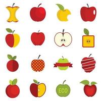 iconos de manzana establecer vector plano