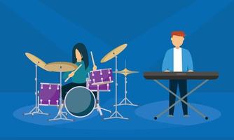 Concert band banner, flat style vector