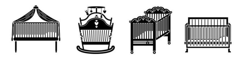 Crib icons set, simple style vector