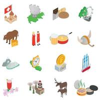 Baltic area icons set, isometric style vector