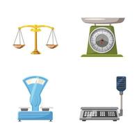 Weighing icon set, cartoon style vector
