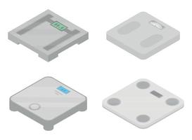 Weigh scales icons set, isometric style