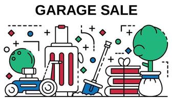 Garage sale banner, outline style vector