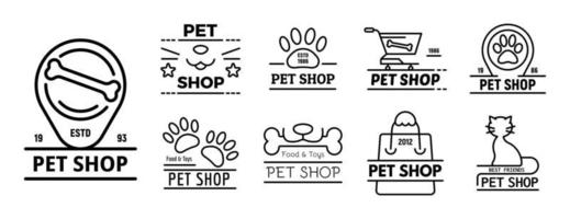 Pet store icons set, outline style vector