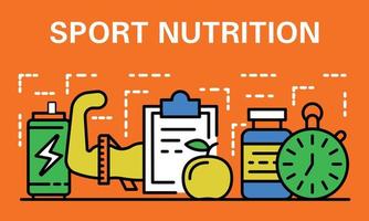 Sport nutrition banner, outline style vector