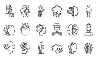 Humanoid icons set, outline style