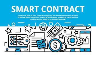 Smart contract banner, outline style vector