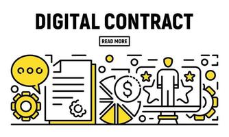 Modern digital contract banner, outline style vector