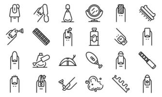 Nail icons set, outline style vector