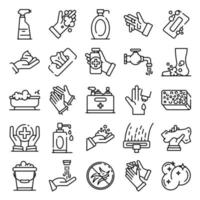 Sanitation icons set, outline style