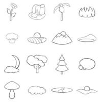 Landscape icon set outline vector