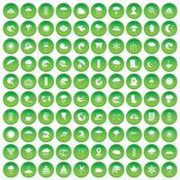 100 weapons icons set green circle vector