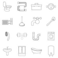 esquema de conjunto de iconos de baño vector