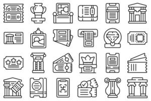 Museum ticket icons set outline vector. Gallery sculpture vector