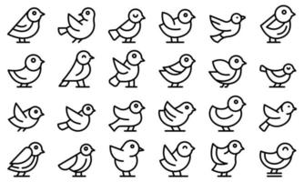 Sparrow icons set outline vector. Fly bird vector