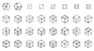 Dice icons set vector outine