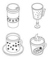 Mulled wine icon set vector outine