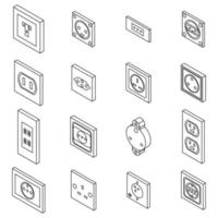 Power socket icons set vector outine