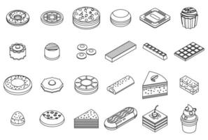 Confectionery icons set vector outine