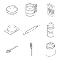 Flour icons set vector outine